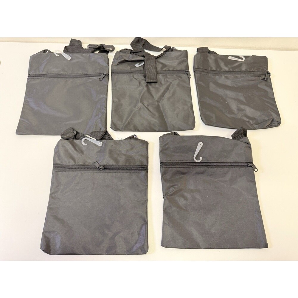 5 Pc Travel Organizer Bag Set Gray Lightweight Zipper Pouches with Straps